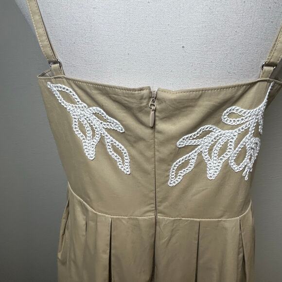 Cinq a Sept New trailing peonies maude beige white summer midi cotton dress 12 - Picture 5 of 11